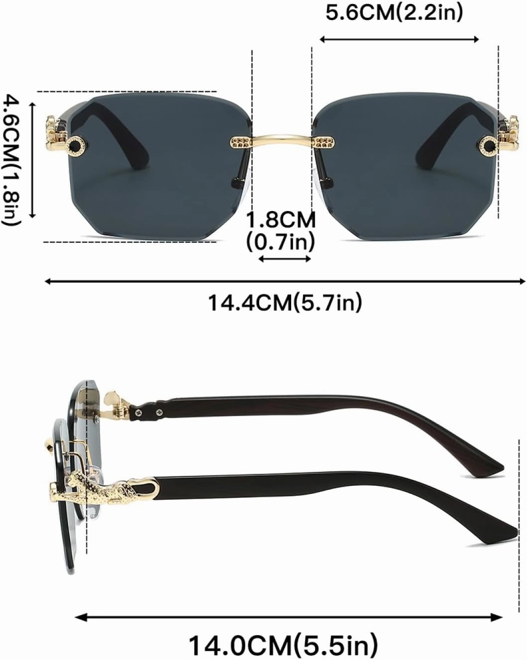 Rimless Sunglasses Men Fashion Gradient Multicolor Decor Shades Women Trendy Chic Luxury Sun Glasses