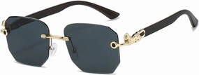Rimless Sunglasses Men Fashion Gradient Multicolor Decor Shades Women Trendy Chic Luxury Sun Glasses