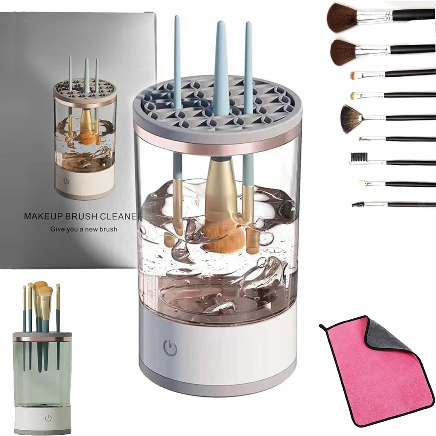 Rinse Lilly™ Makeup Brush Cleaner, Brushly Pro Cosmetic Brush Cleaner, Illumi Brush Blender, Brushy Makeup Brush Cleaner, Portable Automatic Spinning Makeup Brush Cleaner Makeup Brush (1PC)