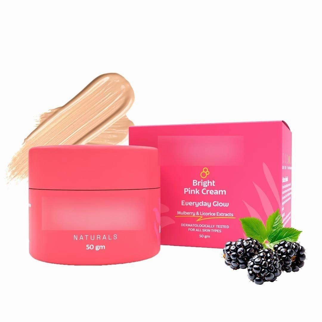 Riv.ona Naturals Bright Pink Face Cream | Long-Lasting Hydration Light make up look | Vegan | Niacinamide & Mulberry Extracts| Tinted moisturiser | 50 gm (Warm Beige, 50 g (Pack of 1))