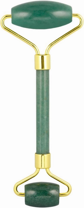 Rockcloud Natural Crystal Stone Roller Massager Double Neck Face & Neck Massage Therapy Anti-Aging Wrinkle Healing Slimming Skincare Tool, Green Aventurine