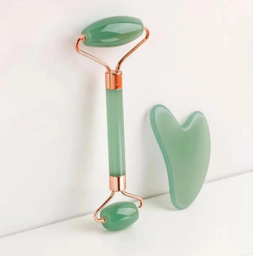 Roller for Face and Gua Sha Facial Tools - Includes Real Jade Roller and Gua Sha Set - Certified Face Roller and GuaSha for Your Skin Care Routine.