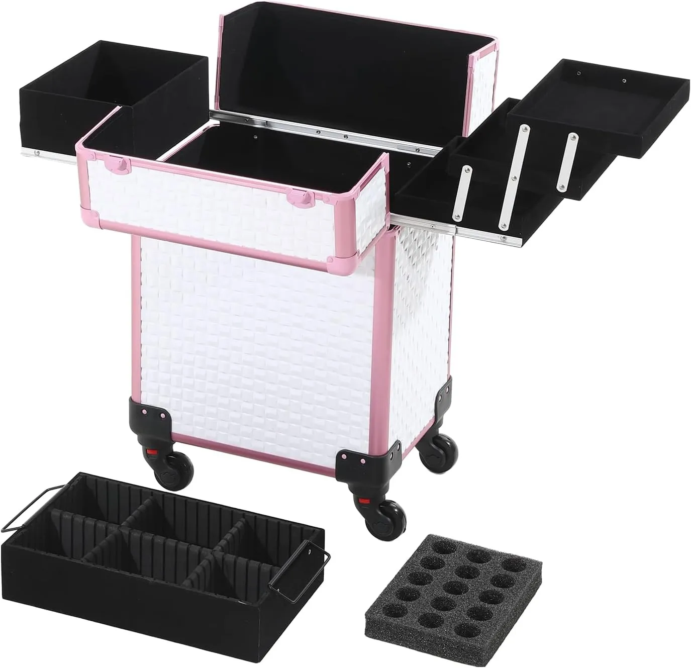 Rolling Makeup Cart with Wheels for Cosmetics Storage (White)