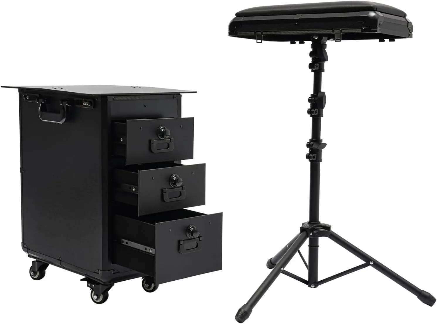 Rolling Makeup Case, 16.5x11x21in Makeup Case with 4 Universal Wheels, Makeup Case with Combination Lock for Make-up Artists (Acrylic)