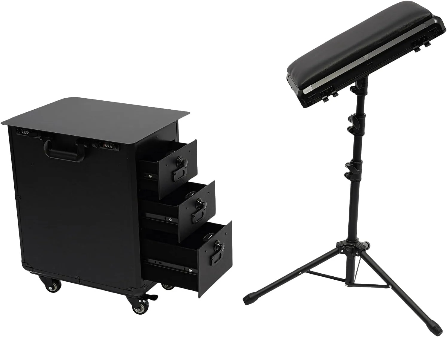 Rolling Makeup Case, 16.5x11x21in Makeup Case with 4 Universal Wheels, Makeup Case with Combination Lock for Make-up Artists (Metal)