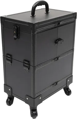 Rolling Makeup Train Case 14.57 x 9.56 x 39.76In Cosmetology Case on Wheels 110.23 LBS Rolling Makeup Case with 4 Universal Wheels & Retractable Handle Hairdressing Trolley