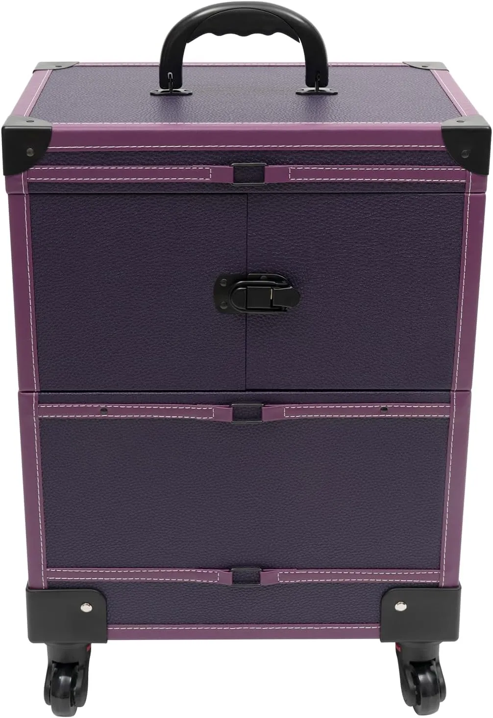 Rolling Makeup Train Case 14.57 x 9.56 x 39.76In Cosmetology Case on Wheels 110.23LBS Rolling Makeup Case with 4 Universal Wheels Trolley Bar with Mirror Hairdressing Trolley