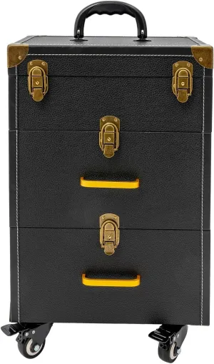 Rolling Makeup Train Case Travel Make Up Case Cosmetic Train Case Rolling Portable Makeup Case Beauty Train Case With Universal Wheels & Key For Hairdresser Makeup Artist (Black Bronze)