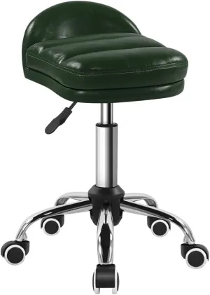 Rolling Stool Chair with Wheel Perfect for Home Work SPA Massage Height-Adjustable and Cost-Effective Swivel Stool with Low Back (Green)