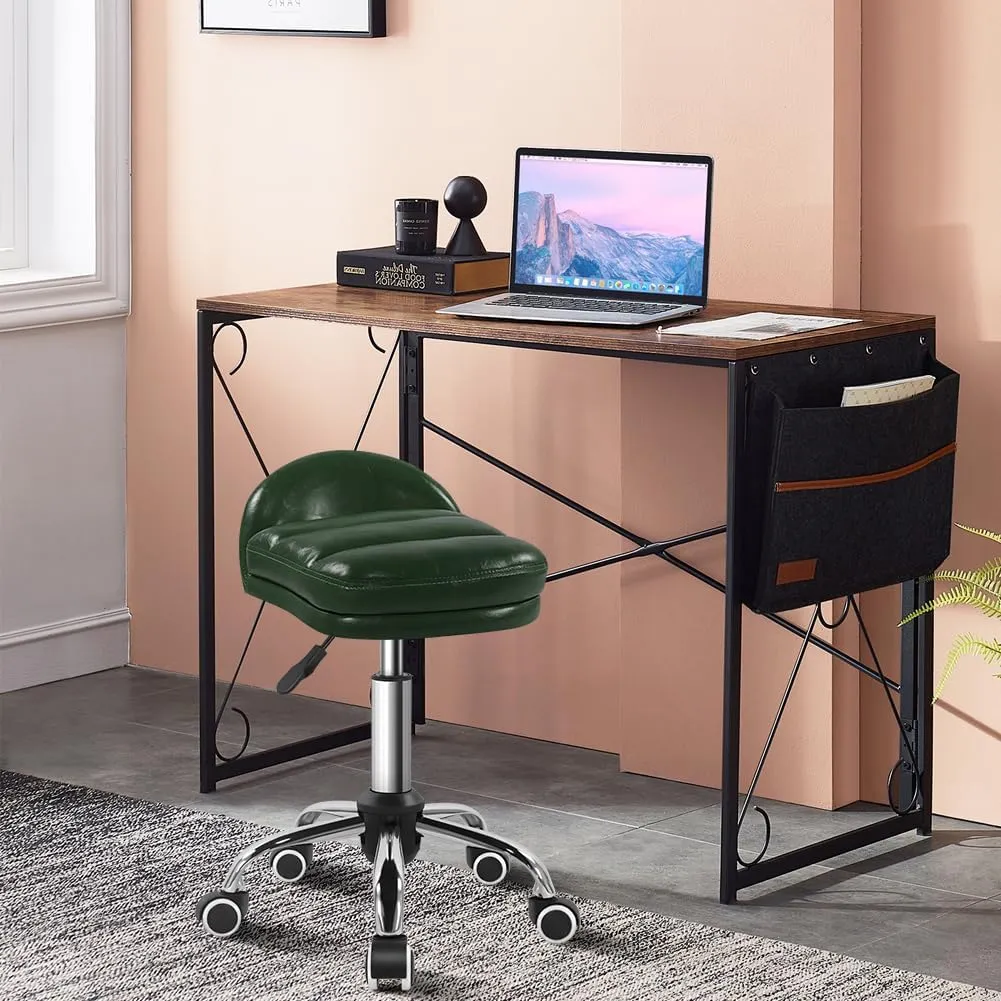 Rolling Stool Chair with Wheel Perfect for Home Work SPA Massage Height-Adjustable and Cost-Effective Swivel Stool with Low Back (Green)