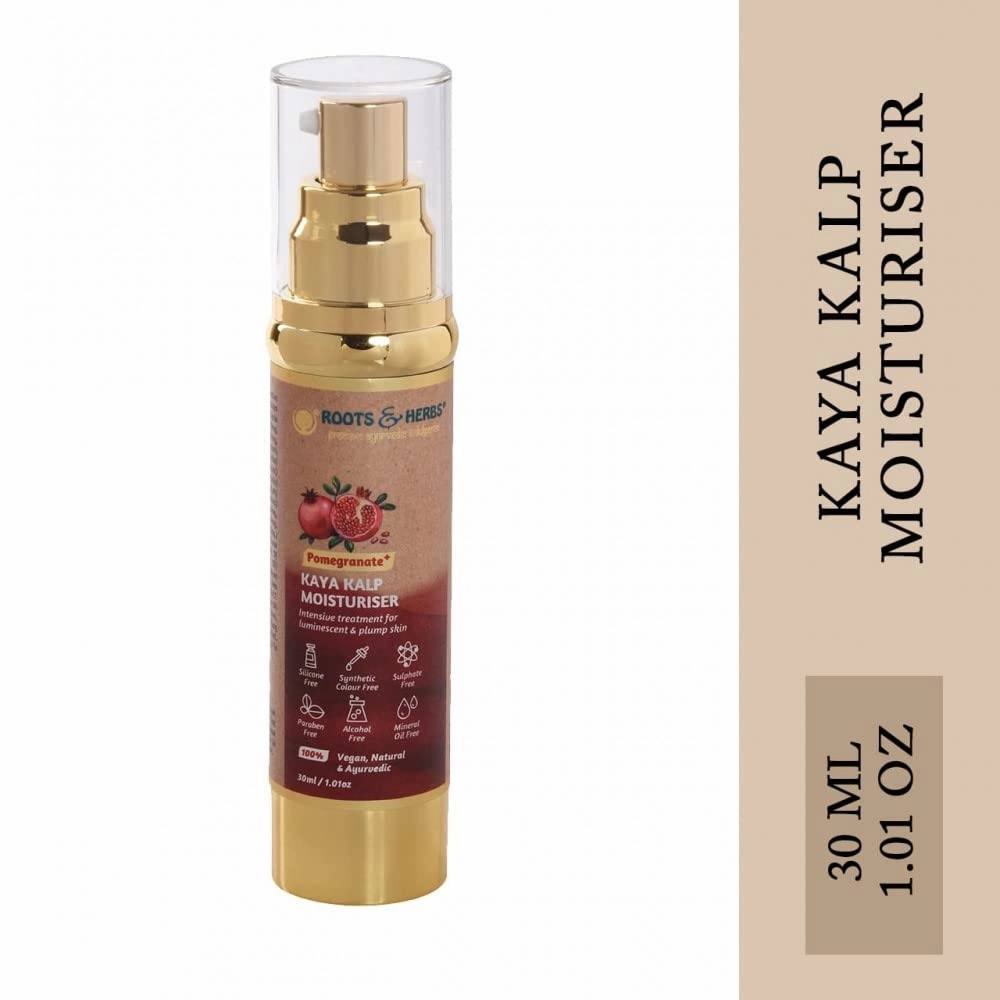 ROOTS AND HERBS Ayurvedic Face Moisturizer for Men and Women, Natural Vegan No Paraben Pomegranate Skin Food Moisturiser Cream with Vitamin C for Dry and Normal Skin 1.01oz