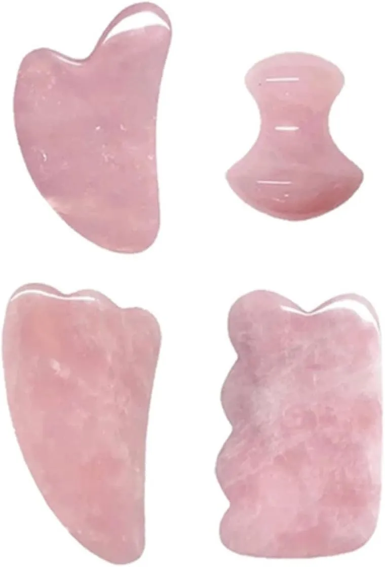 Rose Quartz Face Roller And Gua Sha Set Natural Jade Gouache Scraper Gua Sha Massage Quartz Roller Facial Lifting Massage Tool,type 16