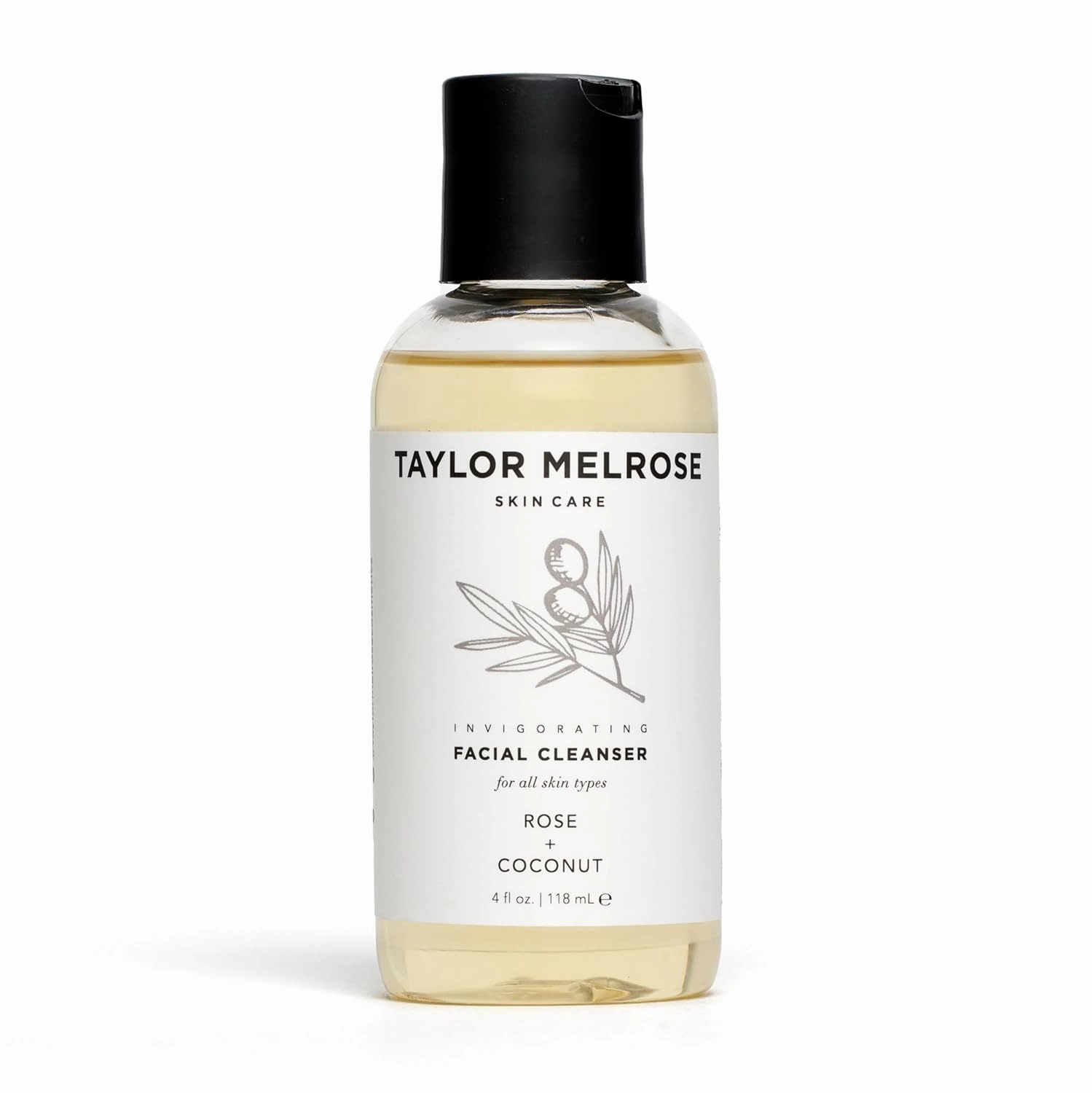 Rose   Coconut Invigorating Facial Cleanser 4 fl oz- Cruelty-Free, Vitamin E, Pro-Vitamin B5, Biotin, Tea Tree Oil, Peppermint, Caffeine, Vegan, For All Skin Types