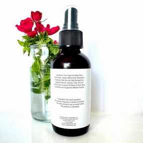 Rose & Peppermint Facial Toner Natural-Organic Brightening with Aloe Vera & Rose Distillate 4oz
