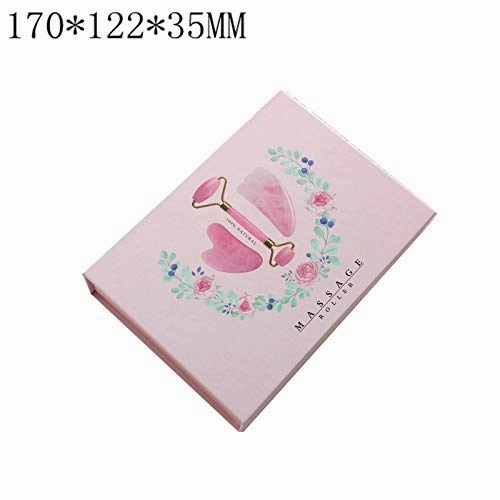 Rose Jade Quartz Roller And 2Gua Sha Set For Slimming,Firming,Remove Wrinkles with box #24 (Golden)