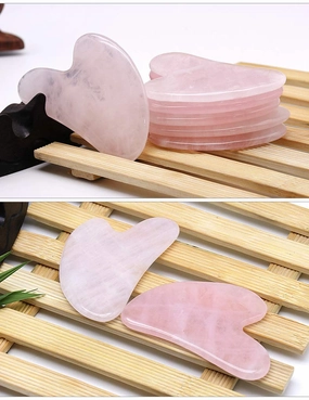 Rose Jade Quartz Roller And Gua Sha Set For Slimming,Firming,Remove Wrinkles #15 (Golden)
