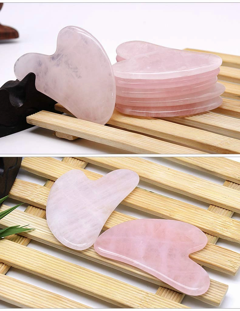 Rose Jade Quartz Roller And Gua Sha Set For Slimming,Firming,Remove Wrinkles #15 (Golden)