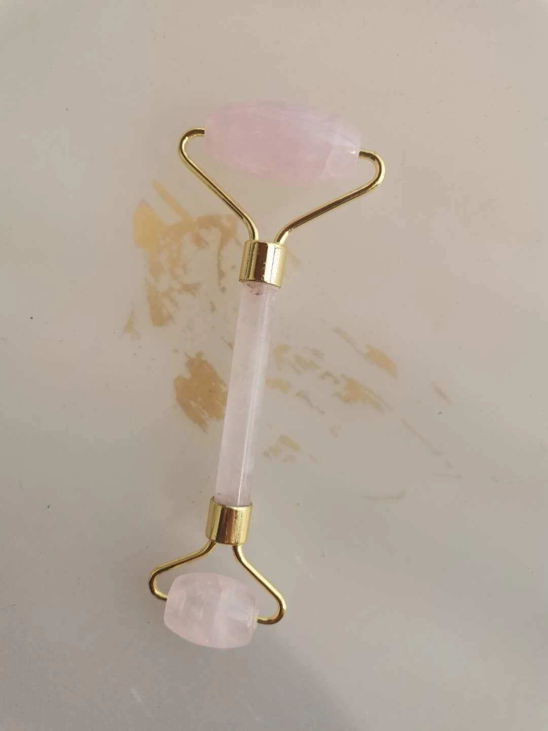 Rose Jade Quartz Roller And Gua Sha Set For Slimming,Firming,Remove Wrinkles #15 (rose gold)
