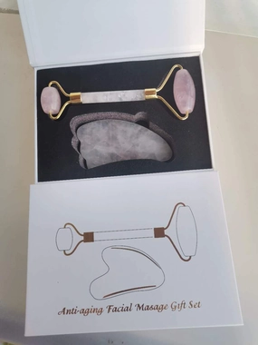 Rose Jade Quartz Roller And Gua Sha Set For Slimming,Firming,Remove Wrinkles #22 (Rose Gold)