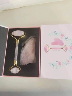 Rose Jade Quartz Roller And Gua Sha Set For Slimming, Firming,Remove Wrinkles #62