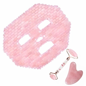 Rose Quartz Face Mask Facial Mask and Roller for Face to promote Relaxation and Stress Relief. Rose Quartz Gifts for Mom Quartz Gifts for mom. Stress Reliever Gifts for mom.