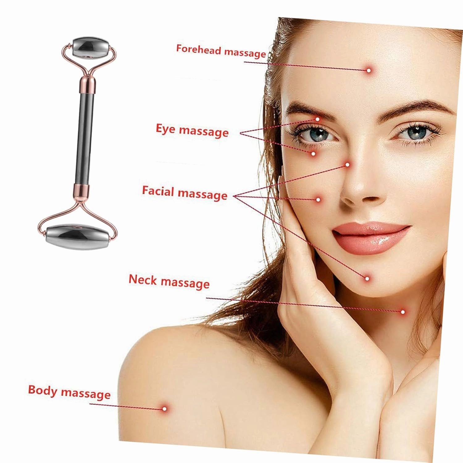 Rose Quartz Face Massager Roller Jade Face Device for Fine Lines Anti-wrinkle Tool
