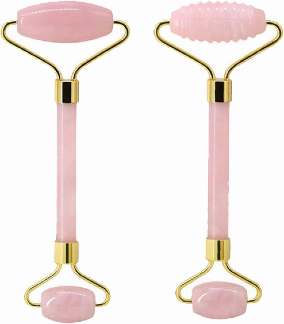 Rose Quartz Face Roller And Gua Sha Set Natural Jade Gouache Scraper Gua Sha Massage Quartz Roller Facial Lifting Massage Tool,type 8