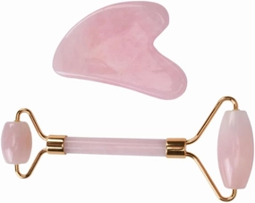 Rose Quartz Facial Roller Massager Dual Sides Skin Care Tool No Squeaky Sound Portable