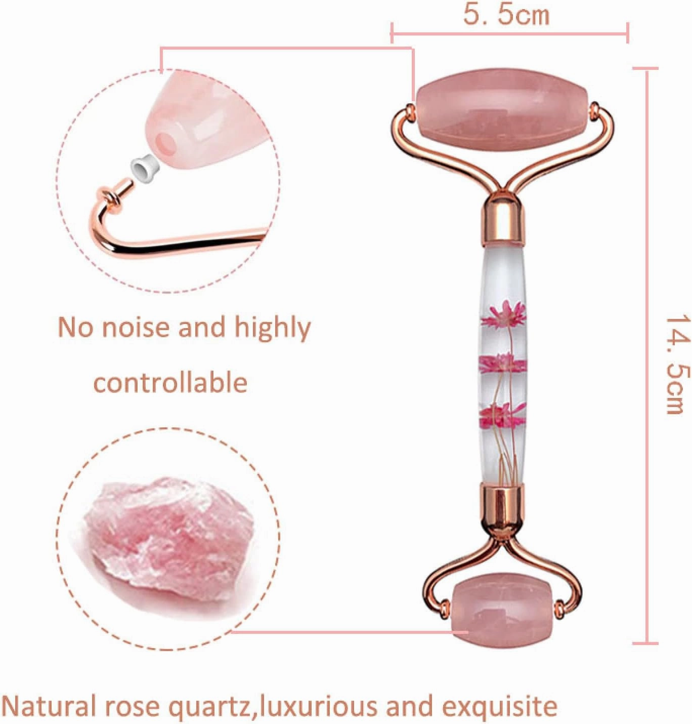 Rose Quartz Gouache Scraper Face Massage Jade Roller Set Natural Gouache Stone Facial Roller Jade,Type C