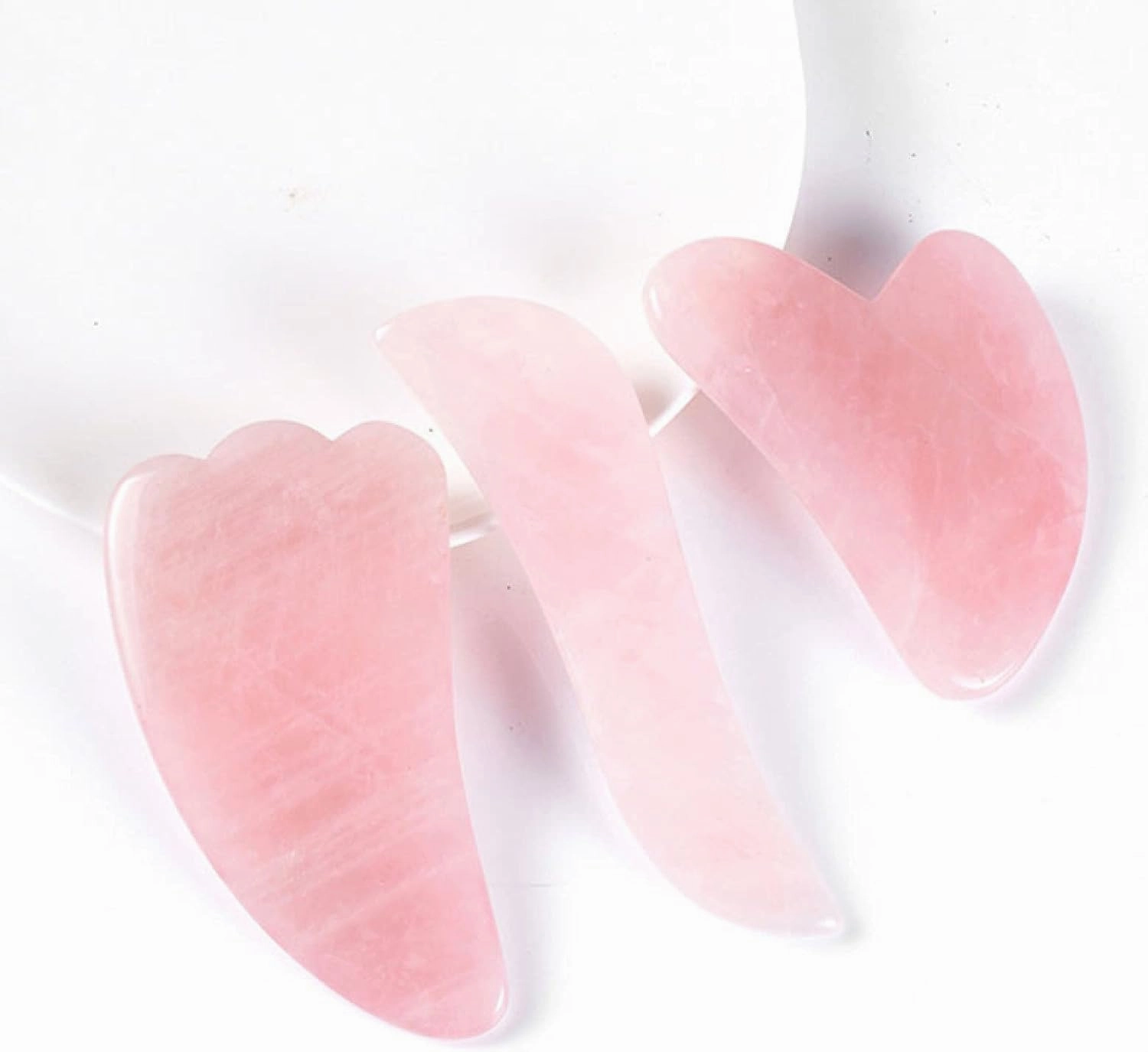 Rose Quartz Gua Sha Gouache Scraper for Face Natural Jade Stone Guasha Neck and Back Massager Body Facial Massage,Type 7
