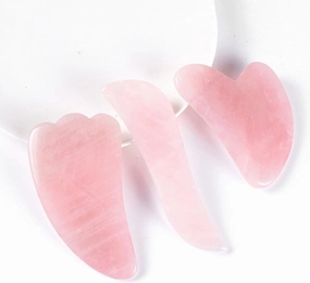 Rose Quartz Gua Sha Gouache Scraper for Face Natural Jade Stone Guasha Neck and Back Massager Body Facial Massage,Type 7