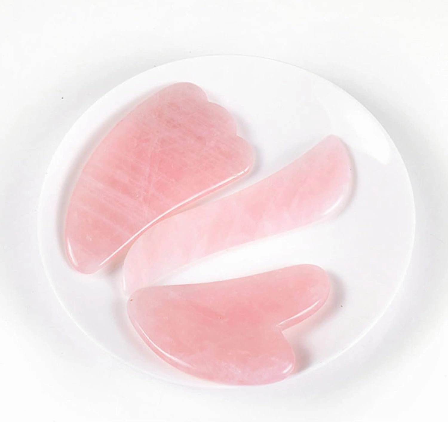 Rose Quartz Gua Sha Gouache Scraper for Face Natural Jade Stone Guasha Neck and Back Massager Body Facial Massage,Type 7