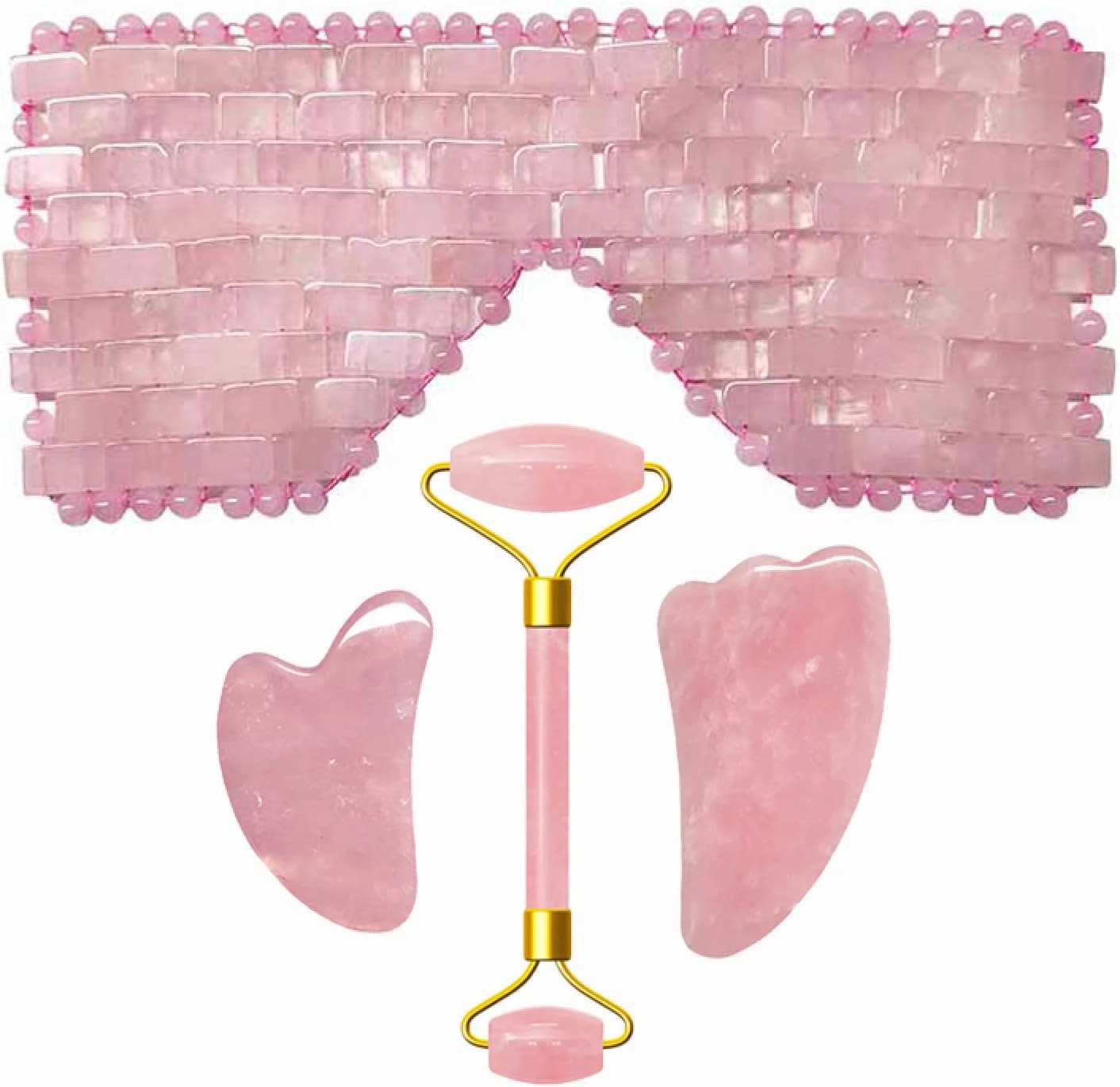 Rose Quartz Jade Eye Mask Facial Massage Roller Natural Jade Roller,Type 2