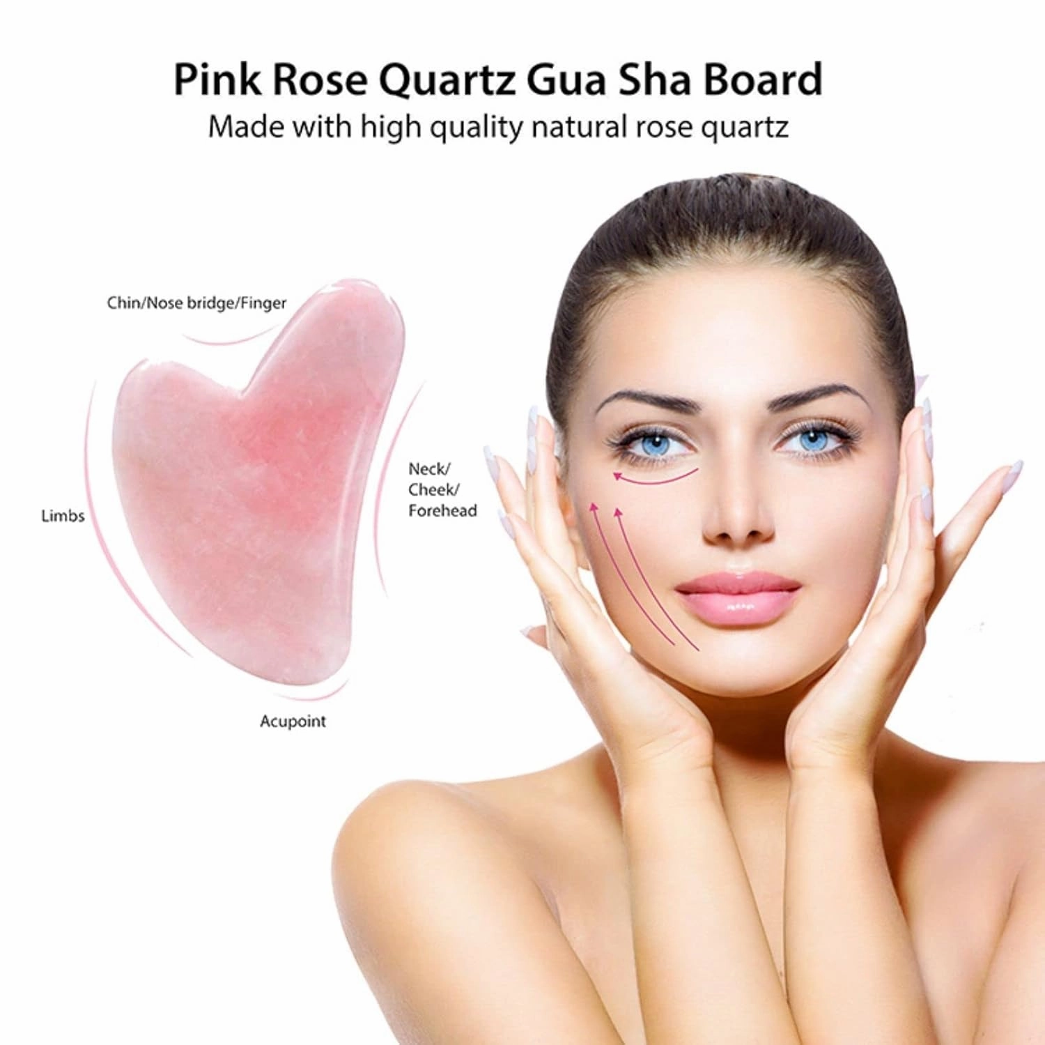 Rose Quartz Mask 4 Pcs Set Jade Ice Sleeping Mask with Jade Roller & Gua Sha & Eyes Mask Reusable Cold Therapy Face Mask Kit Spa Crystal Tool for Depuffing Anti-aging