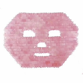 Rose Quartz Mask Amethyst Facial Mask with Jade Flower Jade Roller Gua Sha Set for Spa Skin Care Tool Cold Therapy Beauty Tool for Relieving Face Eye Puffiness (Color : Pink, Size : 1 PCS)