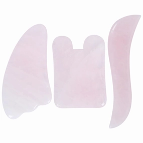 Rose Quartz Set 3pcs Face Cupping Tool Gentle Facial Massager for Skin Care Random Color