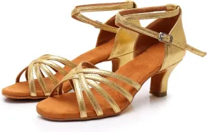 Rosefinch Women's Latin Dance Shoes Satin Professional Ballroom Salsa Practice Performance Wedding Dancing Shoes