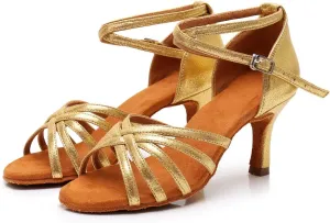 Rosefinch Women's Latin Dance Shoes Satin Professional Ballroom Salsa Practice Performance Wedding Dancing Shoes