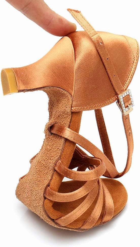 RoseMoli Women's Latin Dance Shoes Satin Professional Ballroom Salsa Practice Performance Dance Shoes