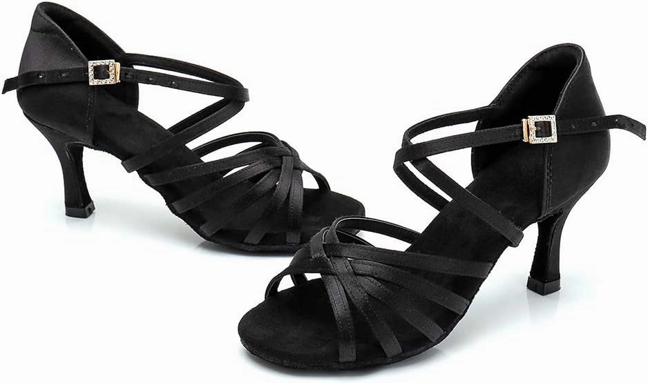 RoseMoli Women's Latin Dance Shoes Satin Professional Ballroom Salsa Practice Performance Dance Shoes