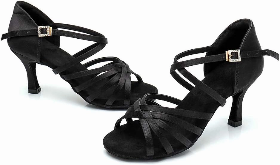 RoseMoli Women's Latin Dance Shoes Satin Professional Ballroom Salsa Practice Performance Dance Shoes