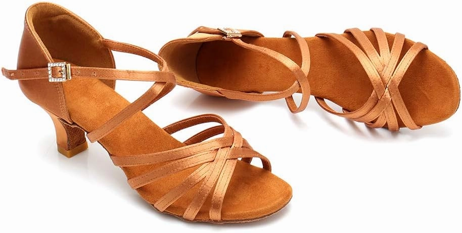 RoseMoli Women's Latin Dance Shoes Satin Professional Ballroom Salsa Practice Performance Dance Shoes