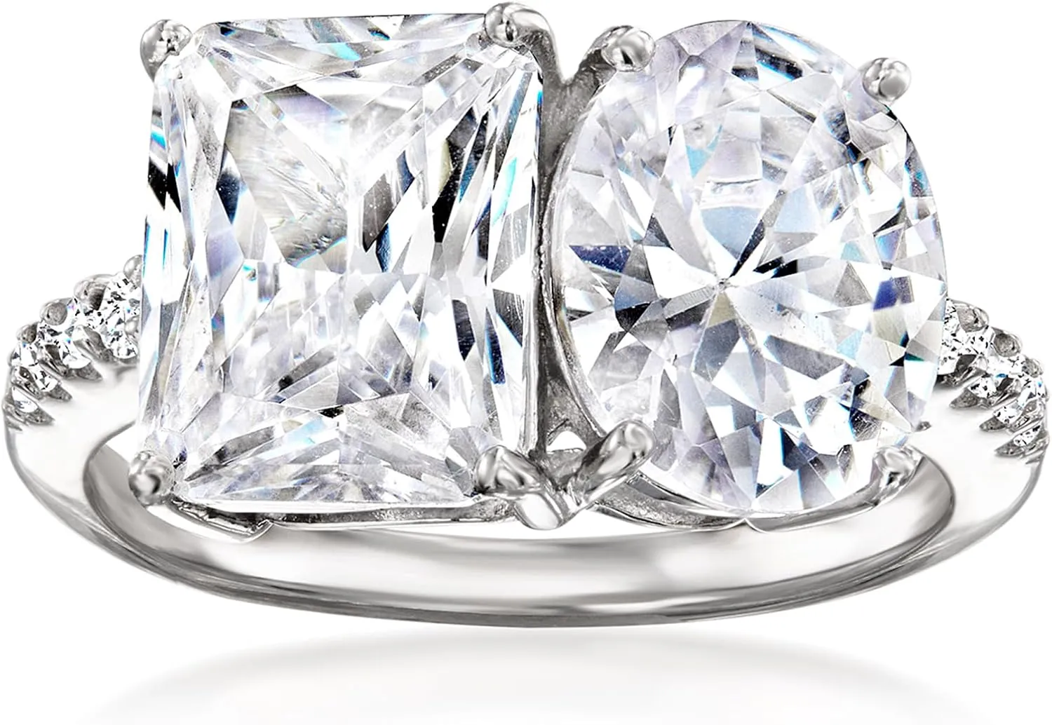 Ross-Simons 6.80 ct. t.w. CZ Toi Et Moi Ring in Sterling Silver