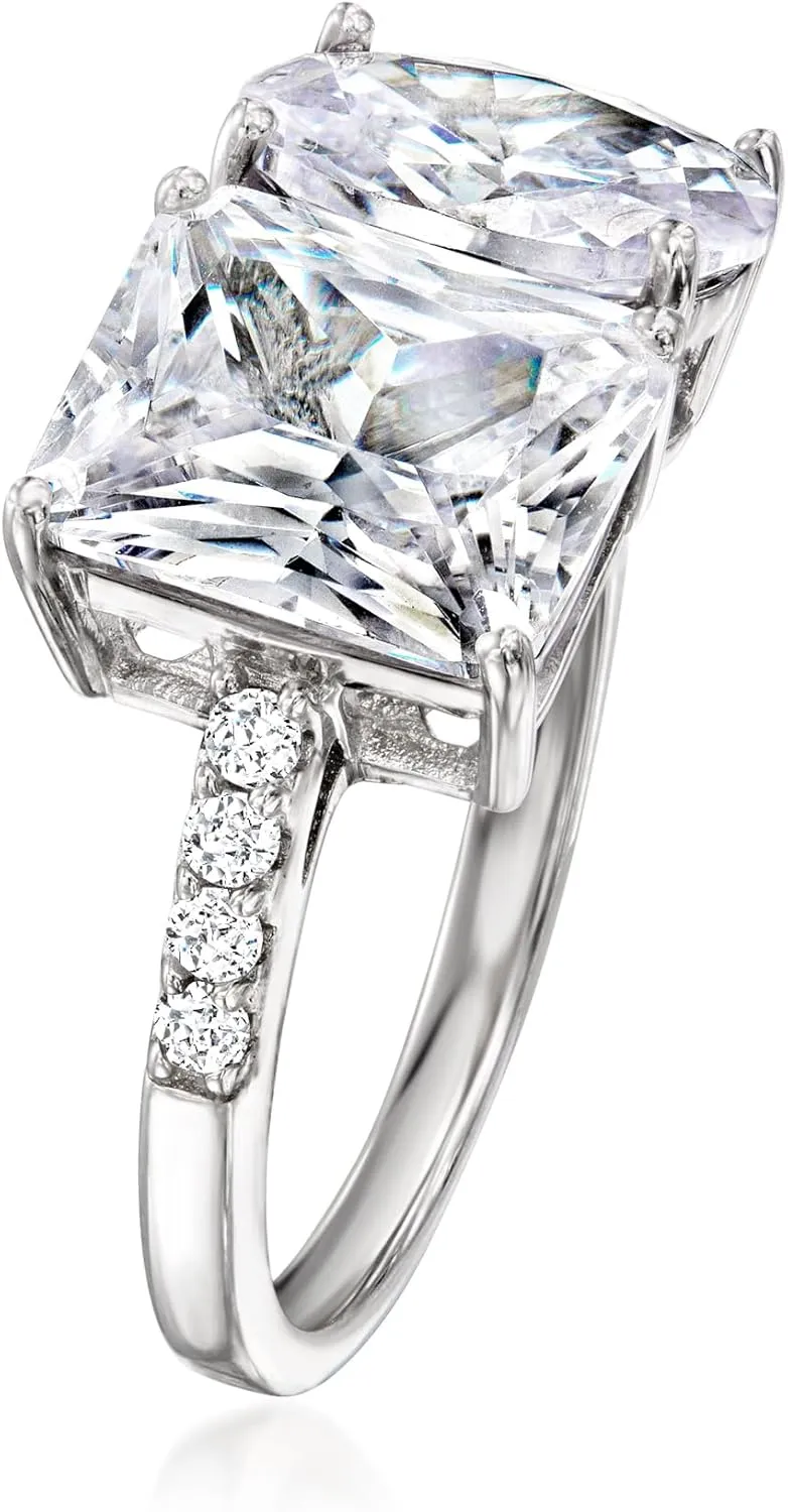 Ross-Simons 6.80 ct. t.w. CZ Toi Et Moi Ring in Sterling Silver