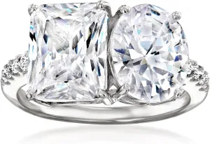 Ross-Simons 6.80 ct. t.w. CZ Toi Et Moi Ring in Sterling Silver