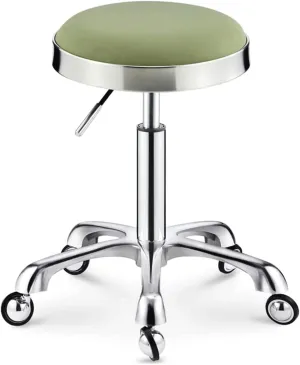 Round Rolling Stool w/Wheels Adjustable Height Swivel Salon Hairdressing Makeup Stool Work Shop Stool Chair Heavy Duty Load-Bearing 150KG (Pink) (Green)