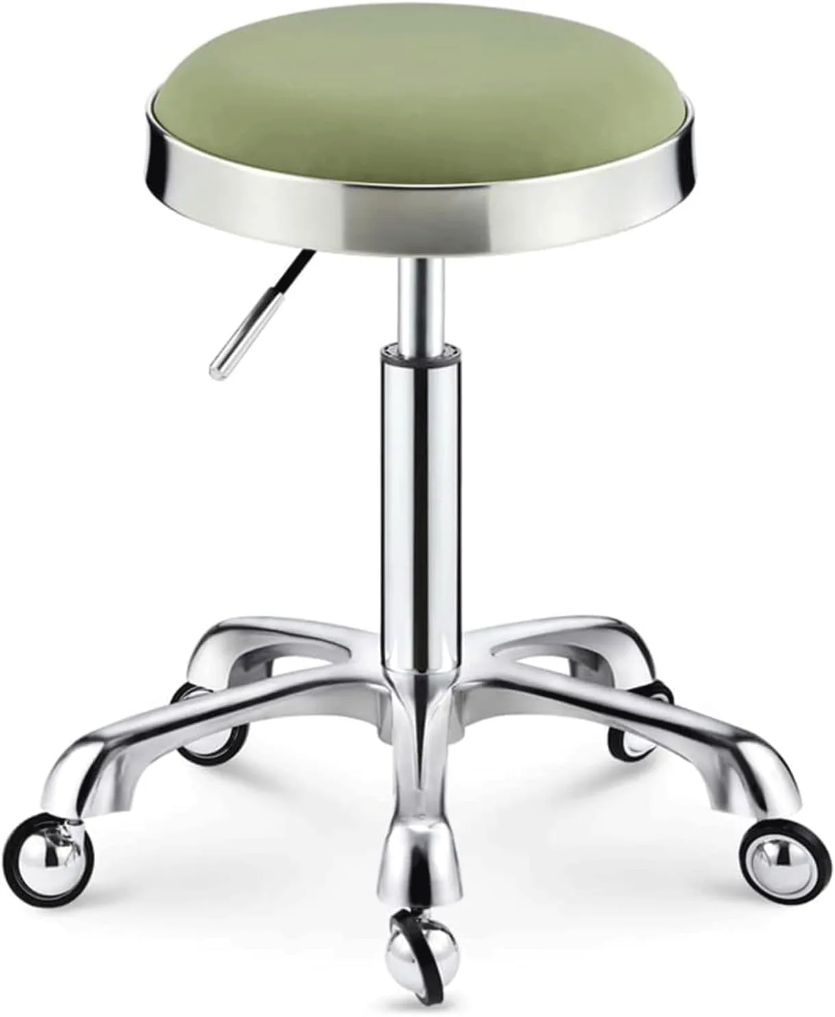Round Rolling Stool w/Wheels Adjustable Height Swivel Salon Hairdressing Makeup Stool Work Shop Stool Chair Heavy Duty Load-Bearing 150KG (Pink) (Green)