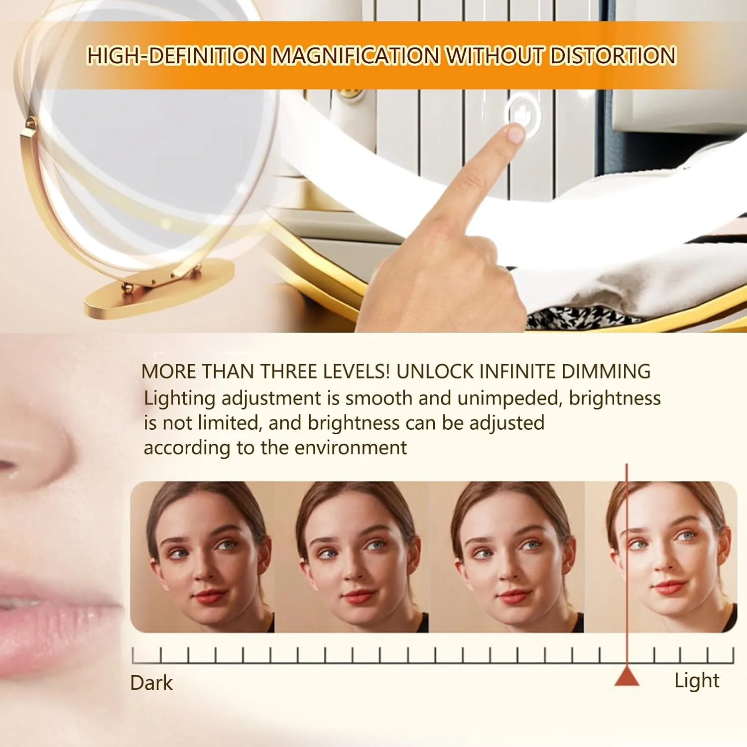Round Vanity Mirror with Lights, Large Vanity Mirror with 3 Color Lighting Dimmable, Smart Touch Control, Touch Control, 2025 New 360°Rotation Round Desk Mirror, Easy to Assemble,30CM,White