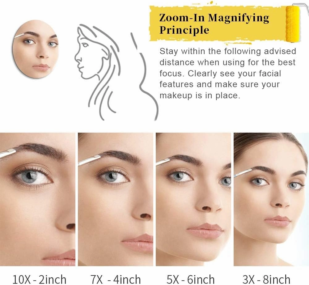 Round Bathroom Mirror, Makeup Mirror Wall Mounted, 360 Rotation Free Standing Portable, Ideal for Applying Make-up, Wearing Contacts and Shaving, Etc