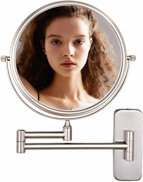 Round Bathroom Mirror, Makeup Mirror Wall Mounted, 360 Rotation Free Standing Portable, Ideal for Applying Make-up, Wearing Contacts and Shaving, Etc
